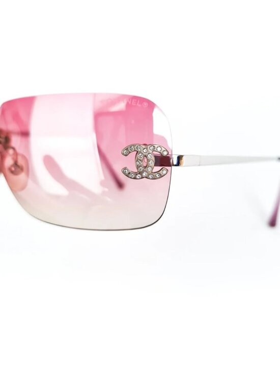 Chanel Vintage Sunglasses Rhinestone CC Logo Rimless Gradient Iridescent main image 10
